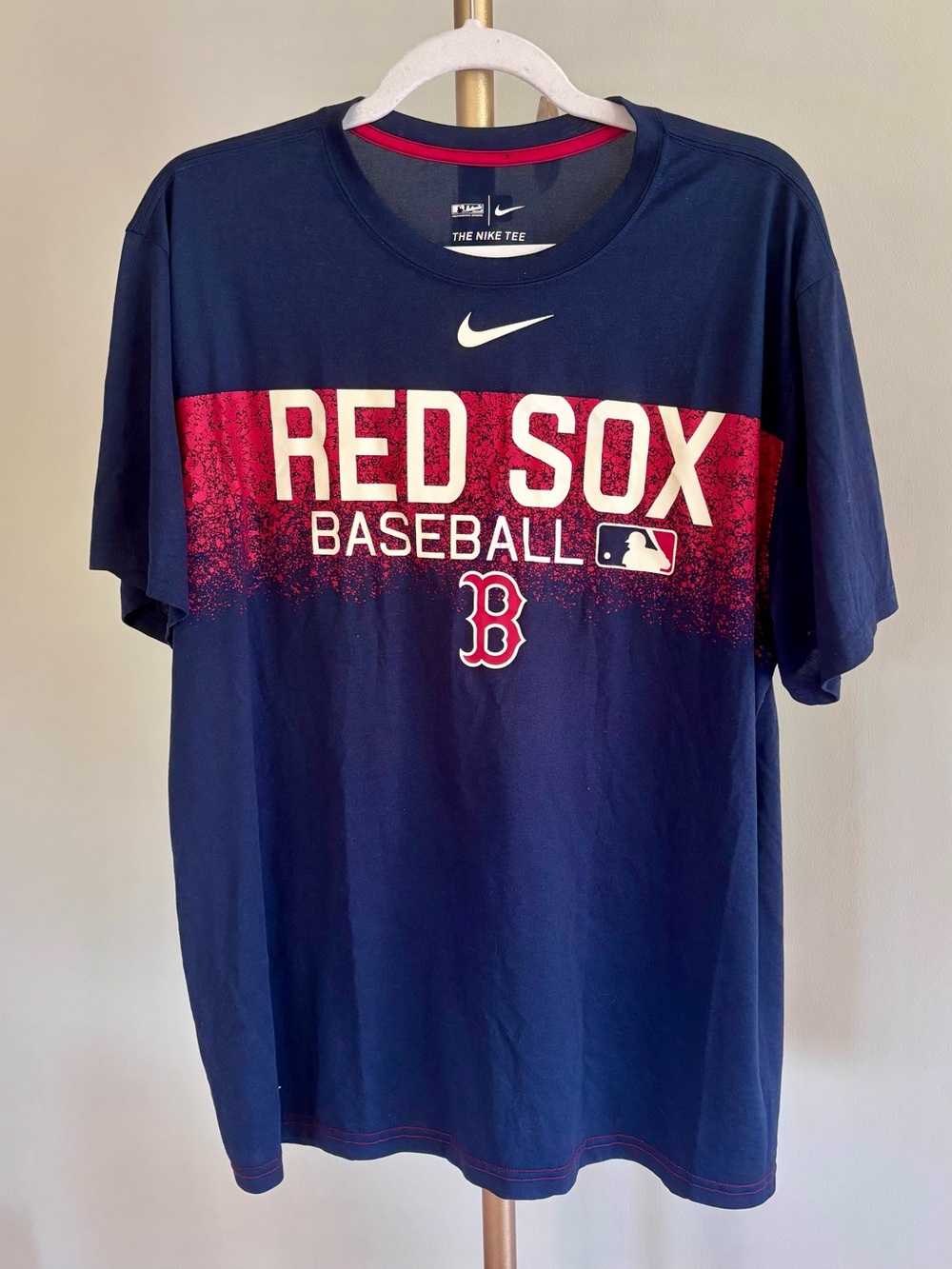 Nike Navy Red Sox Baseball Tee with Red and White Logo